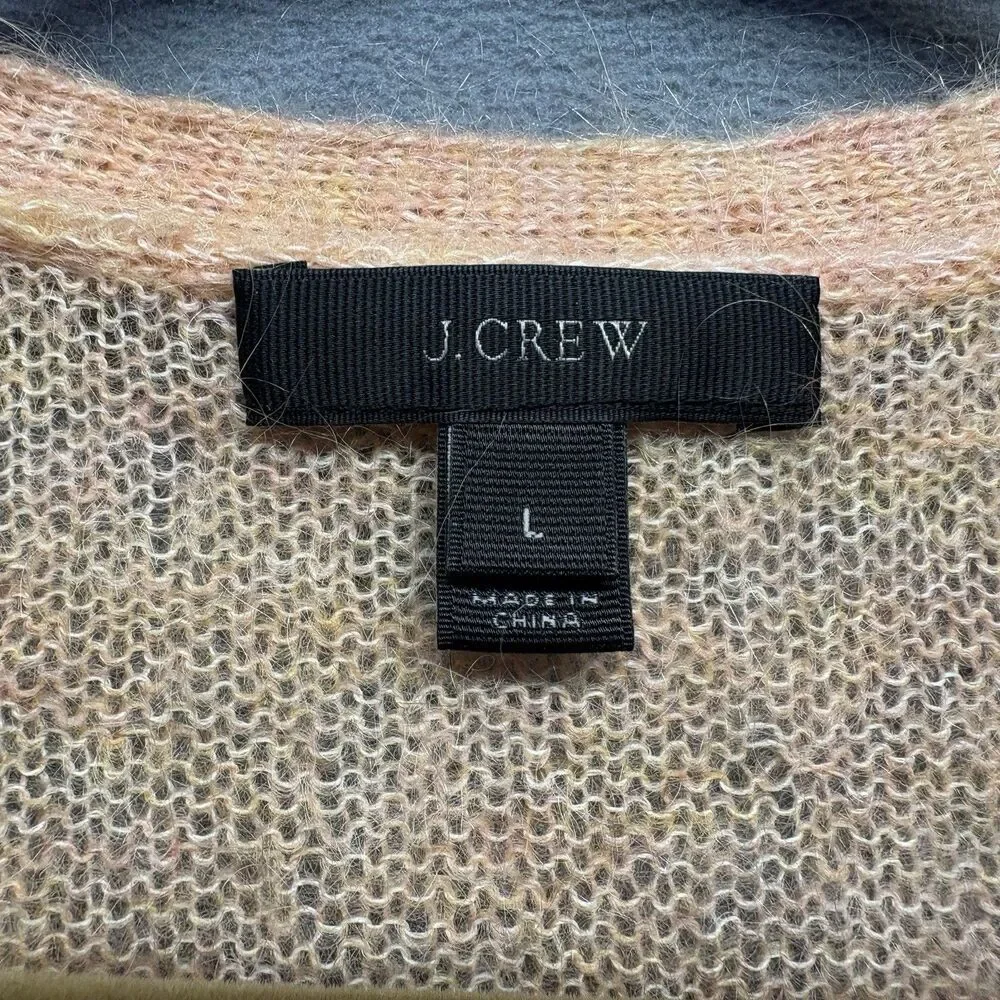 J Crew Womens Size Large Boyfriend Mohair Blend Cardigan Sweater Peach‎